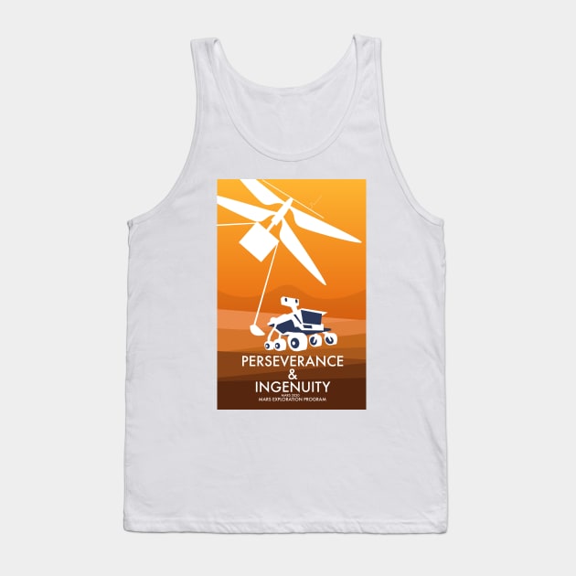 Perseverance & Ingenuity Mars 2020 space art in a vintage style. Tank Top by nickemporium1